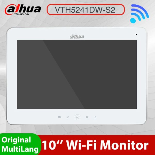 Камеры Dahua Multilanguage VTH5241DWS2 Оригинальный 10 -дюймовый TFT WiFi Внутренний монитор видео интерком VTO беспроводной дверной звонок