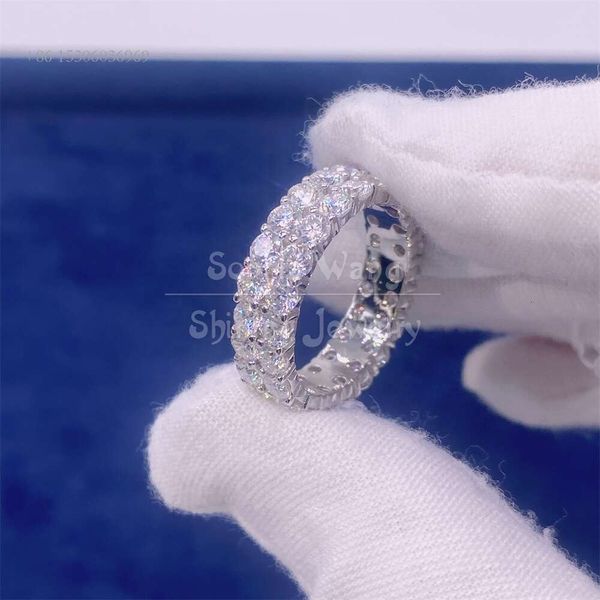 Eternity 14K Design dell'anello reale per uomini Moissanite Diamond VVS1 Rings Gold