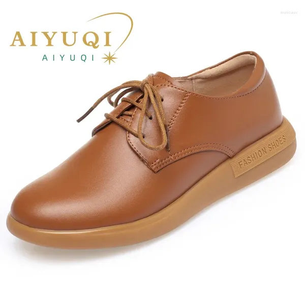 Scarpe casual aiyuqi femminile 2024 autunno donna di grandi dimensioni in pelle genuina allaccia