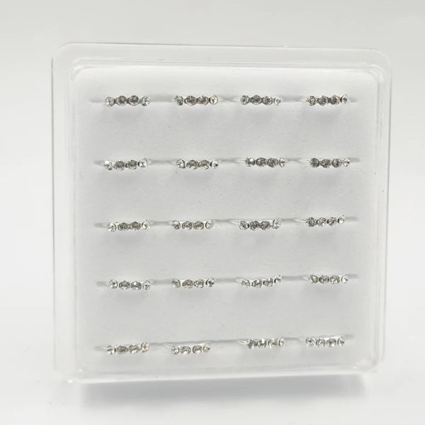 Schmuck 925 Sterling Silber Nase Ring vier klare Kristall 24 G Reifen Nasen Piercings Schmuck 20pcs/Pack