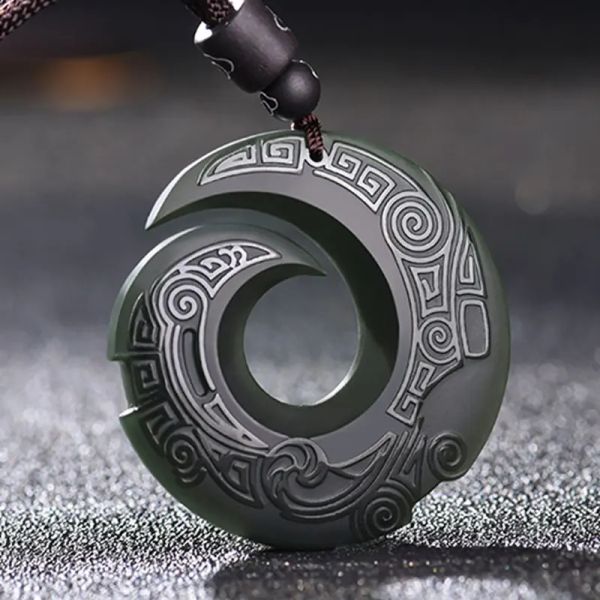 Ожерелья натуральное нефритовое подвесное ожерелье Hetian Jade Jewelry for Men подарок буддийский счастливый ожерель