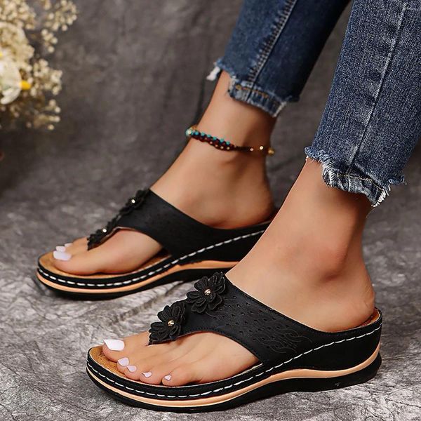 Sandalen Frauen Sommer römisch bequem flacher Boden auf Clip Toe Flip Flops Schieberegländer Chaussures Femme 2024