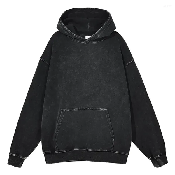 Erkek Hoodies Erkek Kadın Vintage Hoodie Pamuklu Kapüşonlu Sweatshirt Street Giyim Yıkanmış Uzun Kollu Sweatshirts Black Y2K Kroper