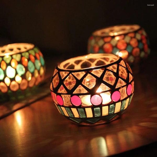 Candele Candele in stile marocchino europeo Tabletop centrotavola votiva candela decorazione per la casa barattolo