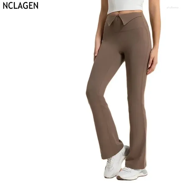 Pantaloni attivi nclagen autunno inverno yoga svasata da donna outwear pieghevoli sportivi pantaloni micro ginnastica allenamento leggings traspiranti in alto