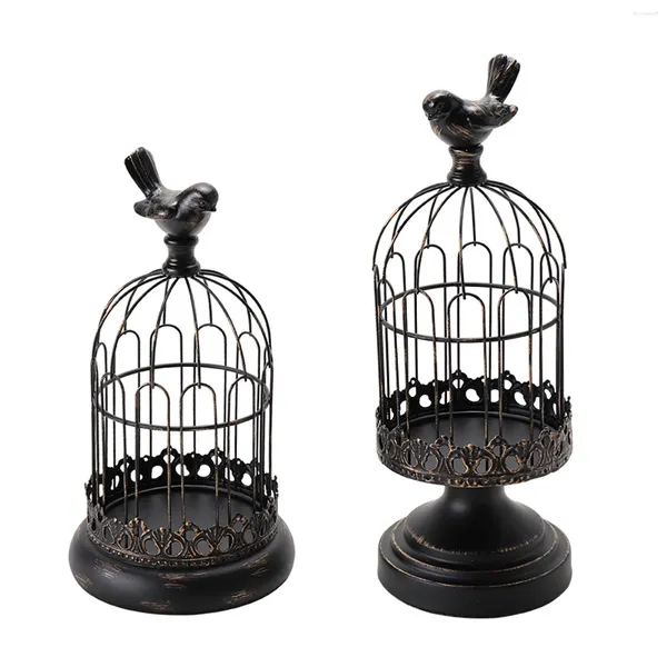 Kerzenhalter 2pcs Eisenkunst Geschenk Vogel Käfighalter Set Schlafzimmer Wohnkultur Tisch Herzstück Hochzeit Wohnzimmer Gothic Display