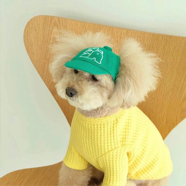 Abbigliamento per cani Ins Solid Colore Solid Cucciolo da cucciolo Cashing Cashing Baseball Cap Baseball Cento Cappello di cotone Bichon Accessori