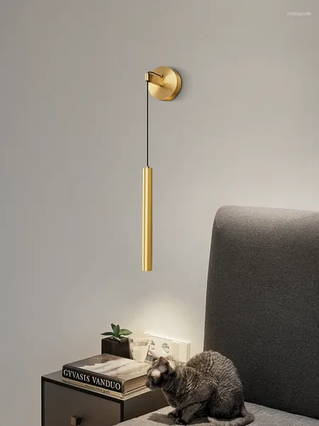 Wandlampe luxuriöser langfristiger moderner minimalistischer LED-Kupfer kreatives Schlafzimmer Krankenbett Arbeitszimmer Sofa Hintergrund