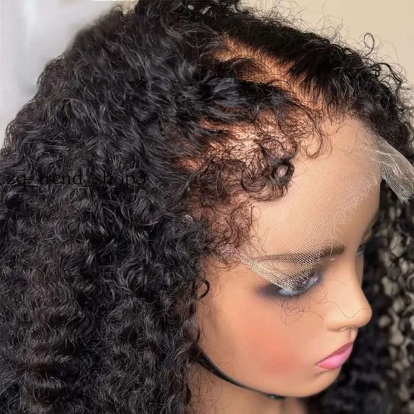 Afro Bordas Curly Wig 4C Bordas Kinky Baby Hair Lace Wigs 180% 13x4 HD Lace Frontal Wig Remy Simitaração Curly Curly Wigs Human Wigs for Women 27