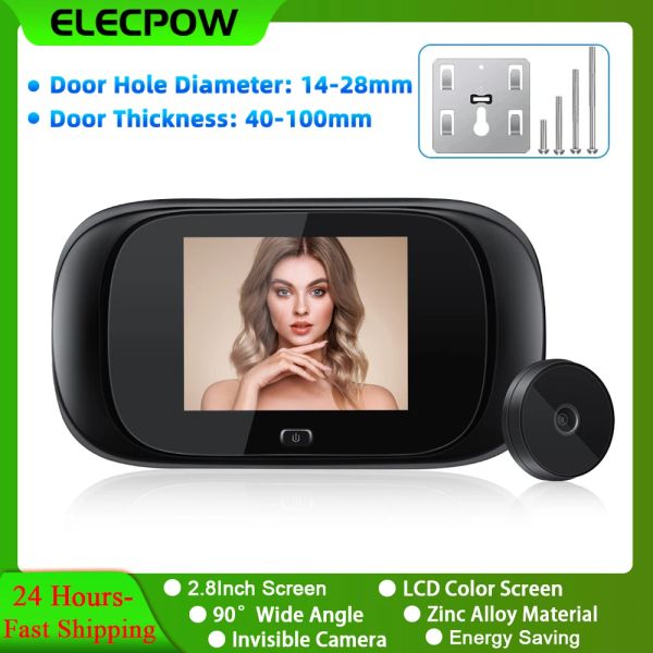 Controllo Elecpow da 2,8 pollici per la porta del campanello della porta della porta a peopelo 90 ° LCD da 30 W pixel Smart Electronic Eye Door Door Outdoor Monitor
