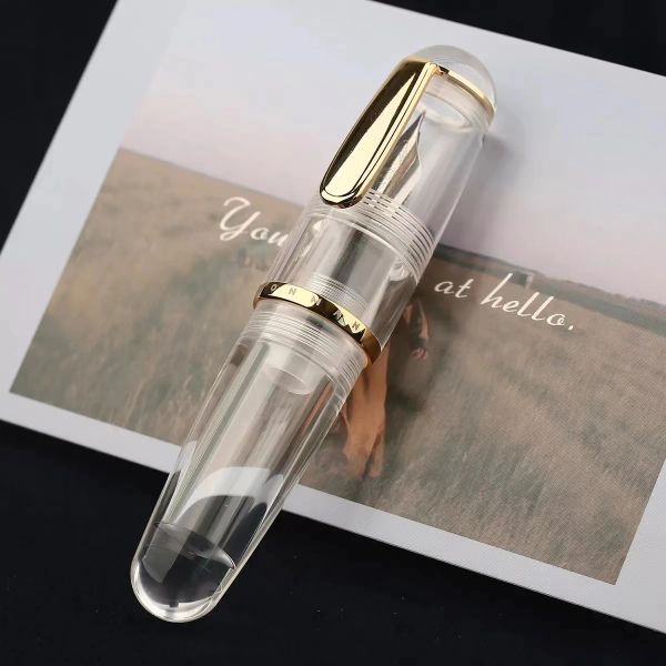 Pens Majohn Q1 Mini -Fonte acrílica caneta transparente portátil caneta portátil Iridium EF/F Nib Palm curta Conjunto de papelaria
