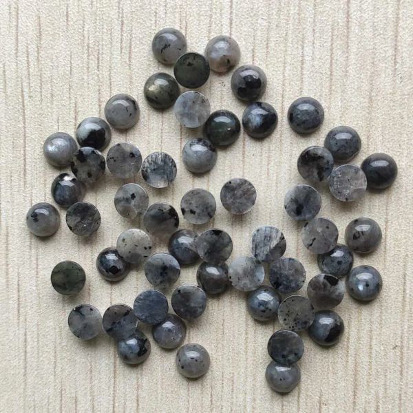 Perlen Großhandel 50pcs/Los Mode gute Qualität natürlicher schwarzer Spektrolit rundes Kabine Cabochon 6mm Perlen für Schmuck KOSTENLOSE Versand machen