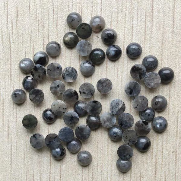 Perline all'ingrosso 50pcs/lotto moda di buona qualità spettrolite naturale nera rotonde cabochon cabochon da 6mm perline per gioielli che producono spedizione gratuita