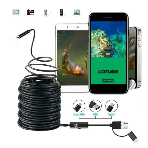 Finder 130m HD Fishing Underwater Camera da caccia 8D Fish Monitor Finder Camera IP68 Endoscopio impermeabile per la pesca per smartphonePC