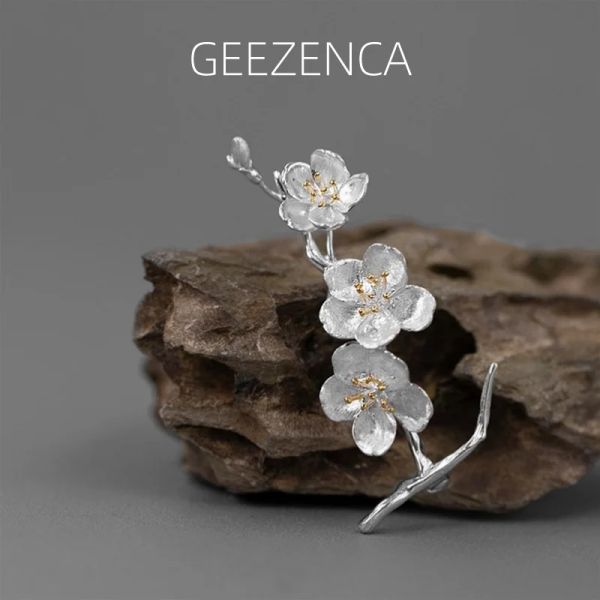 Gioielli 925 Spille di fiori in argento sterling per donne Design originale Orchide Fresh Cherry Blossom Morning Glory Poppy Fiori
