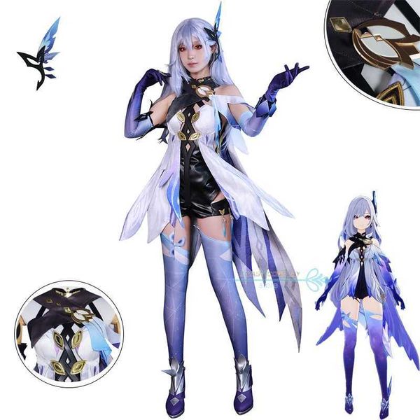 Costumi anime Skirk Game Cosplay Genshinimpact Skirk Cosplay Come maestro di Tartaglia Game Come per Women Party Dress Y240422