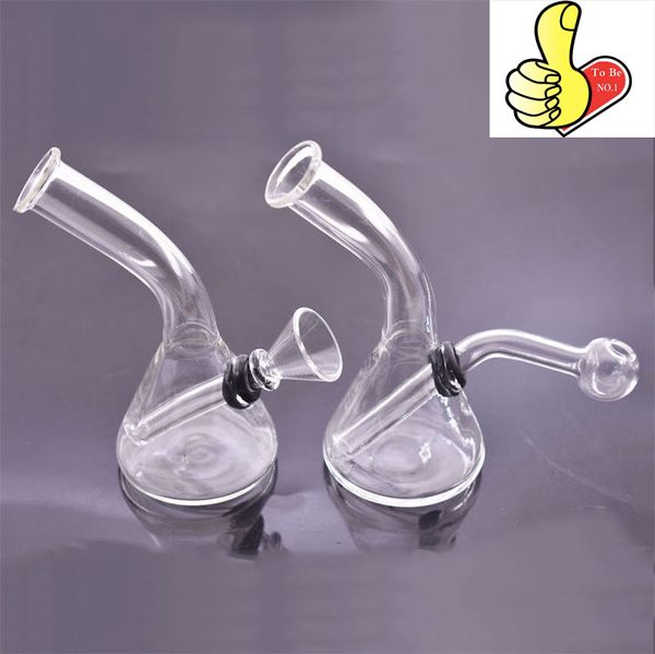 Großhandel mini billige protable Glas Bong Wasserrohre Pyrex Shisha Water Oil Brenner Rigs Bongs Dickes Kopfes Recycler -Rig mit Raucher trockener Kraut Schüssel