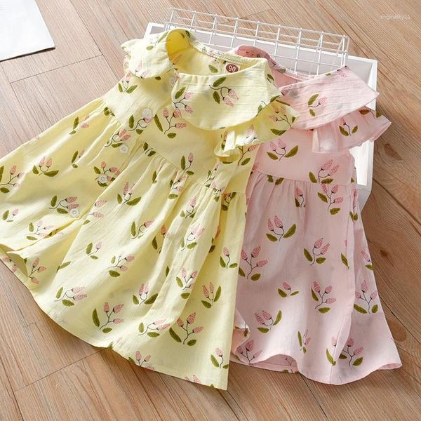 Mädchenkleider Baby Mädchen Kurzärmel Prinzessin Sommer Kinder Blumen bedrucktes Kleid reine Baumwollkinder