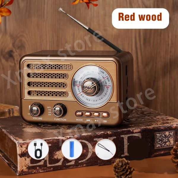 Radio Luxury Design Wireless Bluetooth -Lautsprecher Vintage FM Radio Receiver wiederaufladbare HiFi Stero Mp3 Playerupport USB/SD/TF