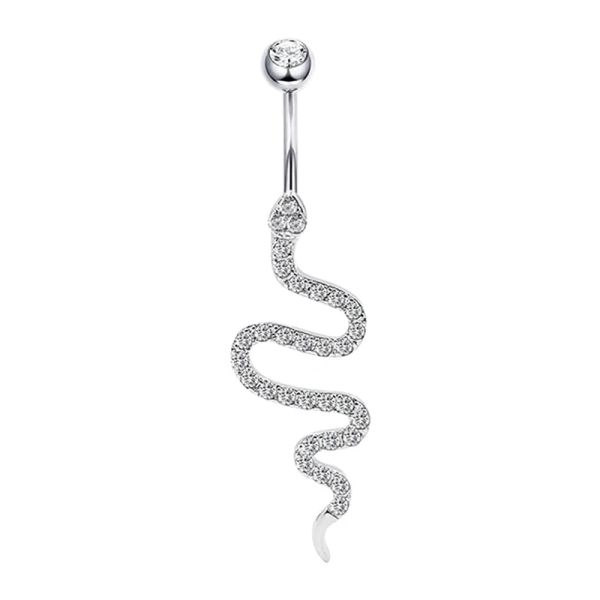 Jóias Snake Shape Belly Piercing 925 Sterling Silver Navel Anéis