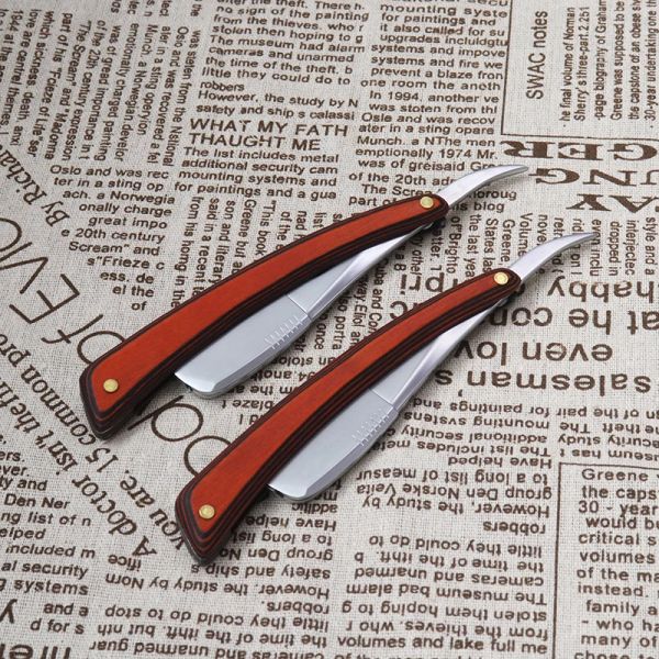 Blades Redwood Handle Dobing Razor Change Blade Tipo de faca de barbear homens raspando ferramentas de barbeiro