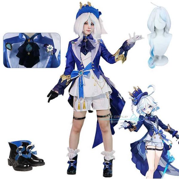 Аниме костюмы Furina Cosplay Game Genshinimpact Focrs Cosplay Come Anime Suits Party Come Hat Wig Shoes Full Set Play наряды Y240422