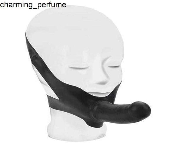 BDSM Sex Toys Muschi für Männer Sex Latex Crossdresser Mund Knebel Gesichtsschnall-Angriff Dildo