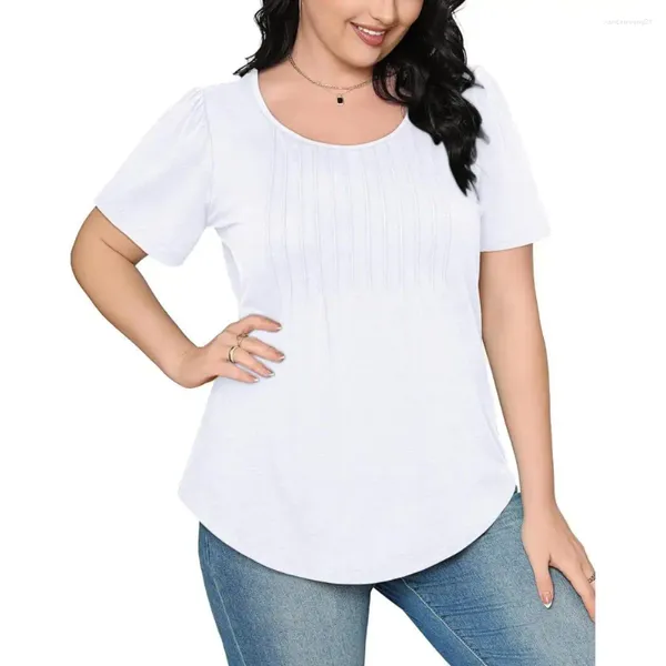 Camicette da donna versatile donna top elegante maglietta estiva collezione casual o-scootta ticchetta solida a sfioramento a sfioramento per un