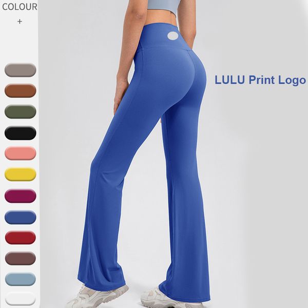 2024 Summer Lulu Flared Pants for Women Yoga Fitness Wear Push Up Trabout Leggings колготки женские печать логотип.
