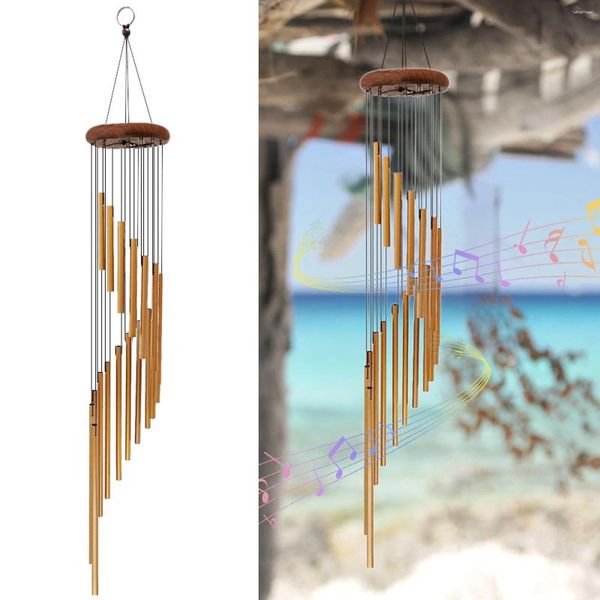 Figurine decorative 18 tubi a vento Cuci di vento Ornamenti nordici pareti campane in metallo a sospensione giardino esterno patio windchimes decorazione per la casa