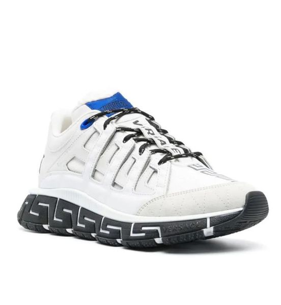 2024 Luxury Italia Men Trigreca Sneaker Scarpe a pannelli bassa con pannelli a bassa piattaforma in pelle scamosciata in pelle scamosciata piattaforma di addestratori di tela di tela sport sport sport skate shox shox eu38-46