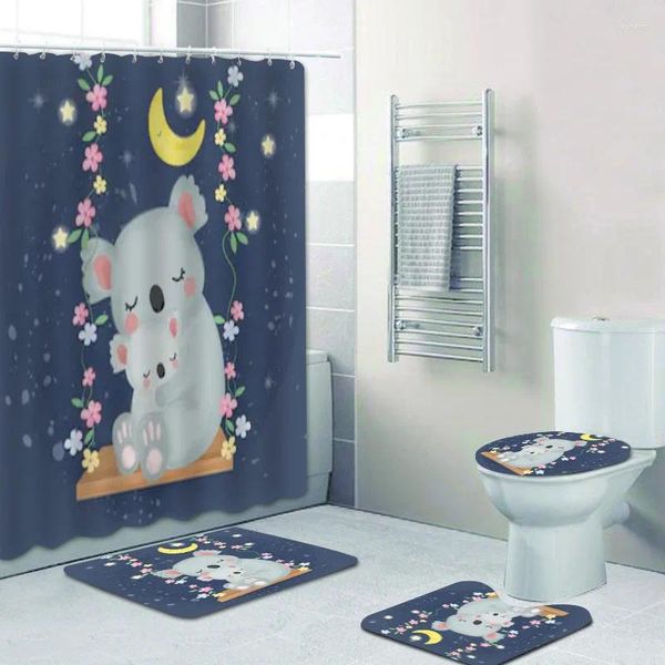 Cortinas de chuveiro adorável maternidade Koala cortina panda desenho animado bebê desenho de animais banheiro para infantil decoração de banheira mãe presente