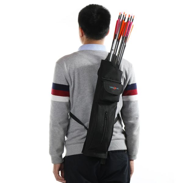 Упаковки стрельбы из лука обратно стрелки Quiver Black Canvas Arrow Holder плеч