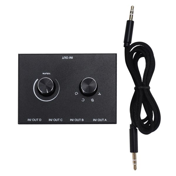 Aksesuarlar 4 bağlantı noktası ses anahtarı, 3.5mm ses anahtarlayıcı, stereo aux ses seçici, 4 giriş 1utput/1Input 4 çıkış ses anahtarlayıcı kutusu