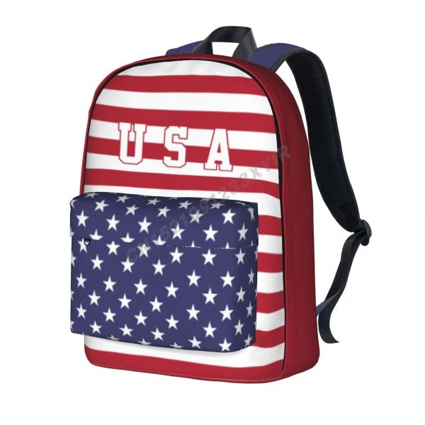 Backpack Unissex Backpack dos Estados Unidos Flag USA American Stitch School School Messenger Bag Case Laptop Saco de viagem Mochila Presente