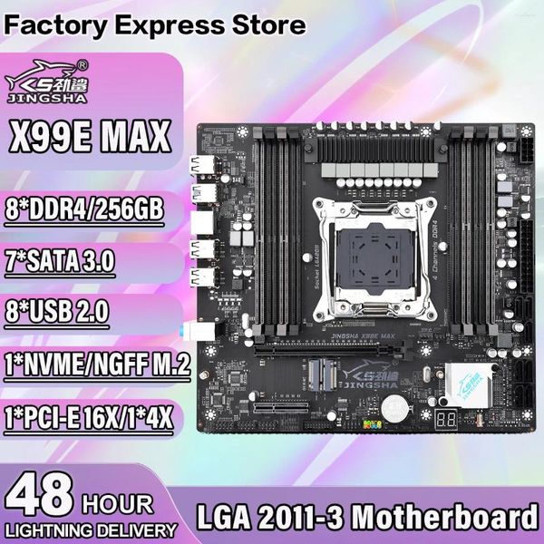 Placas-mãe x99e-max placa-mãe lga 2011-3 xeon v3/v4 cpu 8 ddr4 Dimm 7 sata 3 slots pci-ex16 slots m.2 port de até 256 GB x99 quádão canal