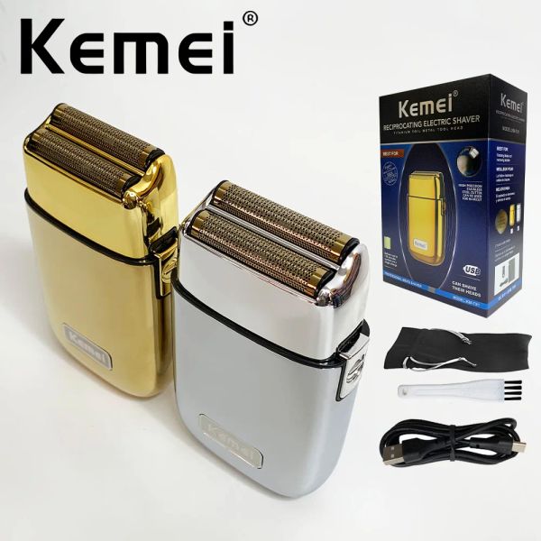 Shavers kemei kmtx1 rasoio elettrico in metallo pieno per uomini capelli barba rasoio calvo calvo rasatura macchina per finitura