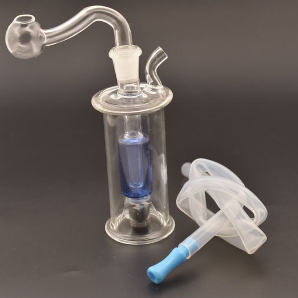 Großhandel bunte billige billige LED LEG Light Water Dab Rig Bong Pyrex Mini Shisha Glasöl Burenr Rohre mit Rauchschale und Silikon -Strohschlauch