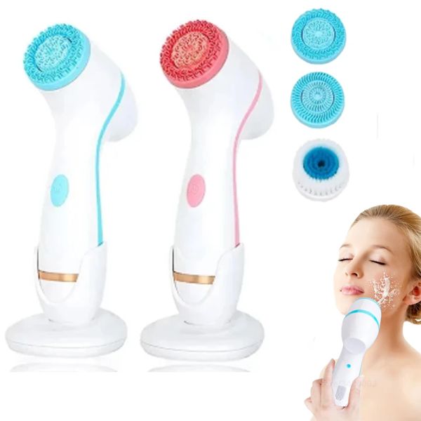 Scrubbers 3 em 1 pincel de rotação facial beleza de beleza pessoal pincel facial elétrico riacho de silicone à prova d'água Massageador de face