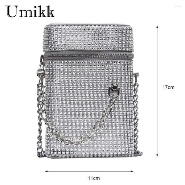 Bolsas de ombro Mulheres bolsa de balde shinestones Chain Sparkle Bling Satchel Diamond Crossbody Purse Girl Stylish