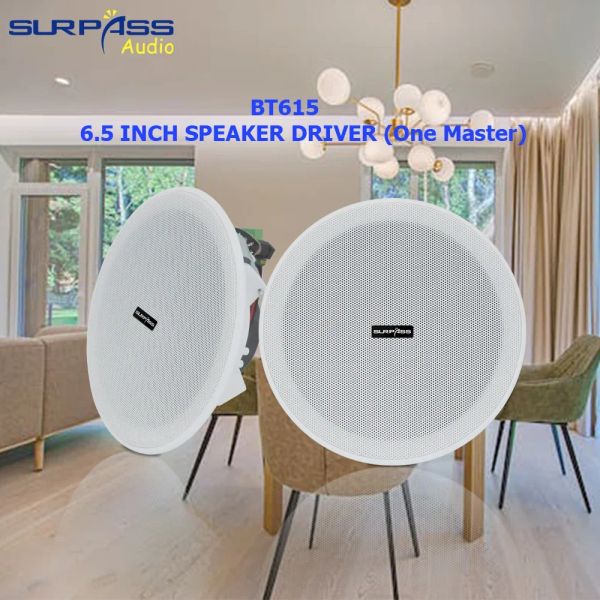 Alto -falantes Sistema de áudio em casa 6,5 polegadas 15W Bluetooth Ativo Alto -falante de teto integral Classe D Amplificador ABS Loudspeaker para banheiro