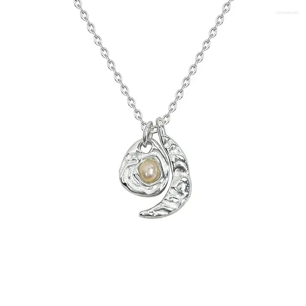 PENDANTS S925 Sterling Silver Collace Donne Festiva di gioielli per la moda per la moon d'acqua dolce da donna