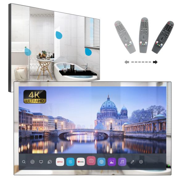 Kontrolle Soulaca 32 Zoll Spiegelfernsehen für Badezimmer Webos Dolby FHD Smart TV mit magischer Fernbedienung, Sprachkontrolle, gebaute Lautsprecher, WiFi