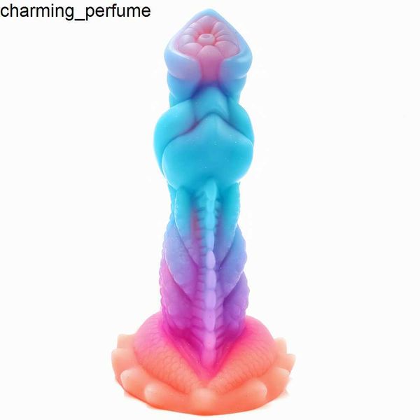 Fabrika toptan yeni uzaylı aydınlatma yapay penis lezbiyen silikon fantezi yapay penis kadın erkekler kadınlar için yabancı canavar yapay penis