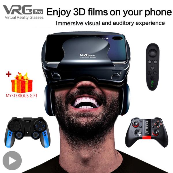 Steuerung VRG Pro 3D Virtual Reality VR Brille -Geräte Headset Viar Schutzbrillen Helm Linsen intelligent für Telefon Smartphones Controller Viewer