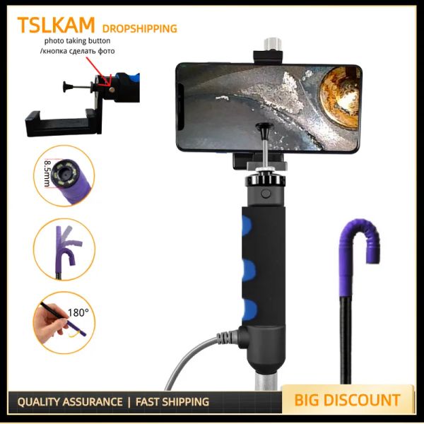 Telecamere da 8,5 mm a 180 gradi di ispezione dello sterzo della fotocamera wireless endoscopio industriale 8 LED con custodia per utensili