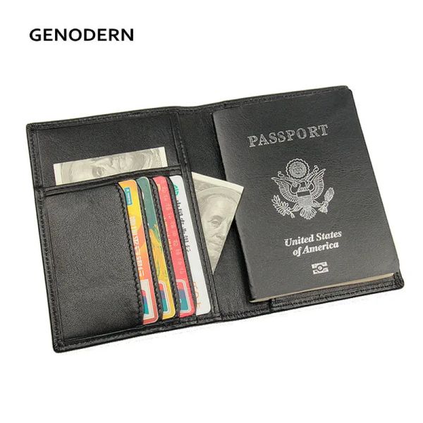 THIETS GENODERN GENINE CEAD RFID BLOCCHIO Porta del passaporto CowhiderTravel Wallet COPER COPERCHI