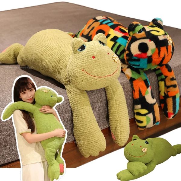 1m Гигантская длинная рукавовая лягушка плюшевая игрушка надувать подушка фаршированные зеленые лягушки школьная школьная парня с сон