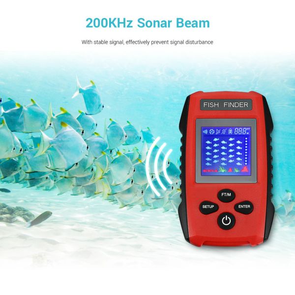 Bulucu Sonar Sensörü Fishfinder LCD Ekran Taşınabilir Balık Bulucu IPX4 Su geçirmez 45 Derece Sonar Kapsamı Balıkçılık