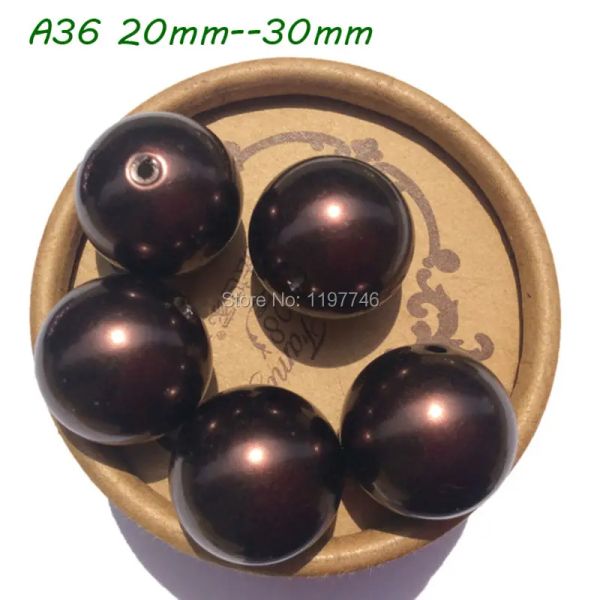 Komponenten Perlen Perlen Runde Perlen braune Acrylbubblegum -Perlen -Abstandssperlen für DIY -Schmuck Herstellung A36 6 mm bis 30 mm klobige Perlen machen